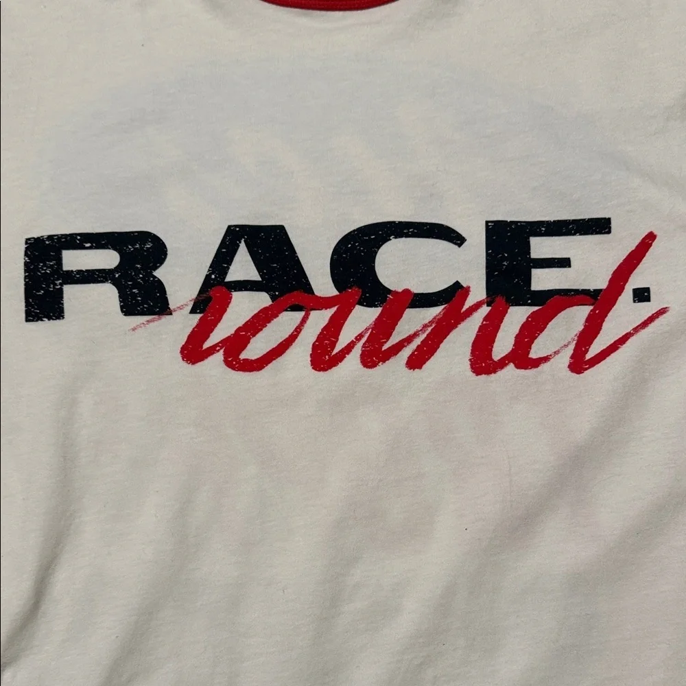 Zara Kids White & Red 'Race’ Graphic Tee size 11-12